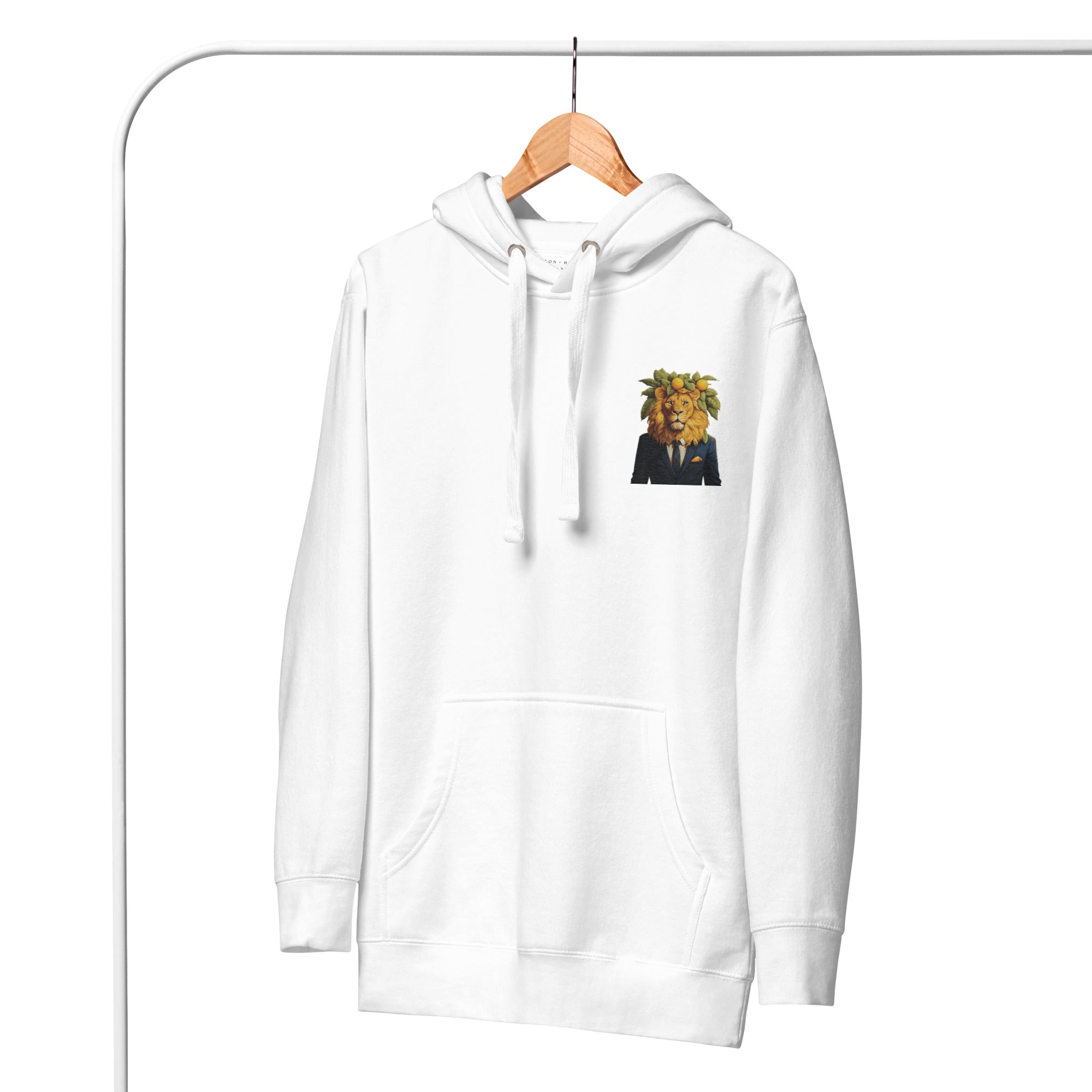 The Lion in the Orangerie Embroidered Hooded Unisex Sweater